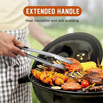 TACGEA Stainless Steel Kitchen Tongs, Silicone Non-slip Grip, Locking Grilling Food Tongs Set of 2, 9-inch & 12-inch - CookCave