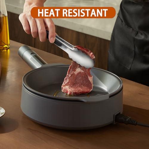 TACGEA Stainless Steel Kitchen Tongs, Silicone Non-slip Grip, Locking Grilling Food Tongs Set of 2, 9-inch & 12-inch - CookCave