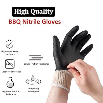 Tackleit BBQ Gloves for Cooking Baking Grilling, 50 Pcs Disposable Nitrile Gloves and 2 Pcs Cotton Glove Liners Washable - CookCave