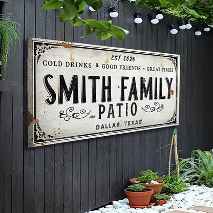 Tailored Canvases Outdoor Patio Sign - Personalized Patio Wall Canvas Art Decor for Backyard, Pool, Deck, Porch, Bar and Custom Gift Idea for Friends, Family and Couples - Cold Drinks and Great Times - CookCave