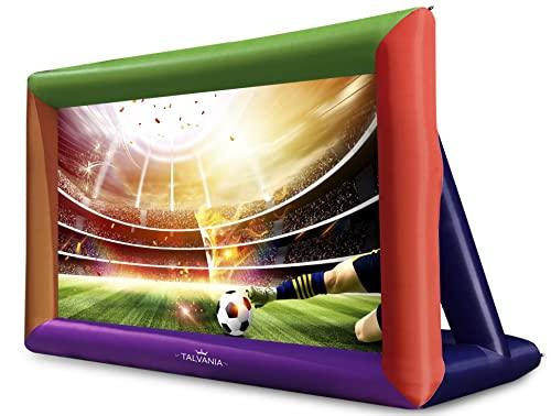 Talvania 30 Feet Inflatable Projector Screen for Outdoor and Indoor TV Movie Watching, Huge Screen, Blower, Tie Downs, Stakes, Sandbags, and Storage Bag, Quick Blow Up (30' Multicolor) - CookCave