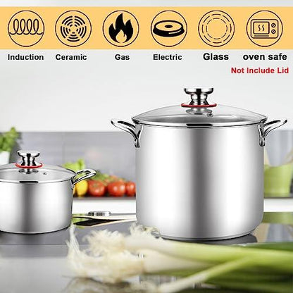 TeamFar 12 Quart Stock Pot, 18/10 Stainless Steel Large Cooking Soup Pot with Lid for Simmering/Stewing, for Induction/Gas/Ceramic, Healthy & Heavy-Duty, Riveted Handles & Dishwasher Safe - CookCave