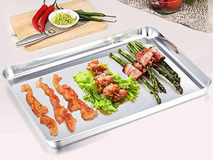 TeamFar Baking Sheet, Stainless Steel Baking Pan Cookie Sheet, Healthy & Non Toxic, Rust Free & Less Stick, Easy Clean & Dishwasher Safe - CookCave
