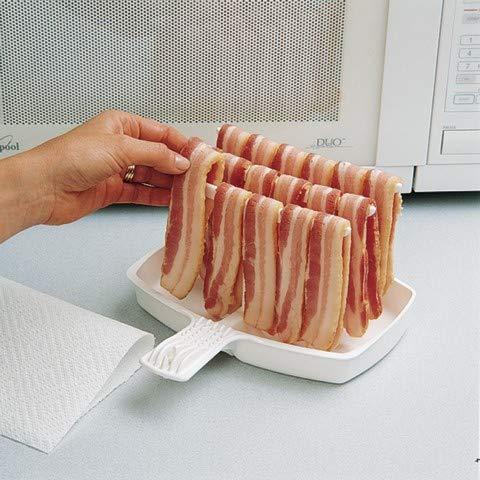 The Original Makin Bacon Microwave Bacon Dish - Makes Crispy Bacon in Minutes - Simple, Quick, and Easy to Use - Reduces Fat Content for a Healthier Meal - Molded in The USA - CookCave