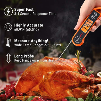 ThermoPro TP19H Digital Meat Thermometer for Cooking with Ambidextrous Backlit, Waterproof Kitchen Food BBQ Grill Smoker Oil Fry Candy Instant Read - CookCave