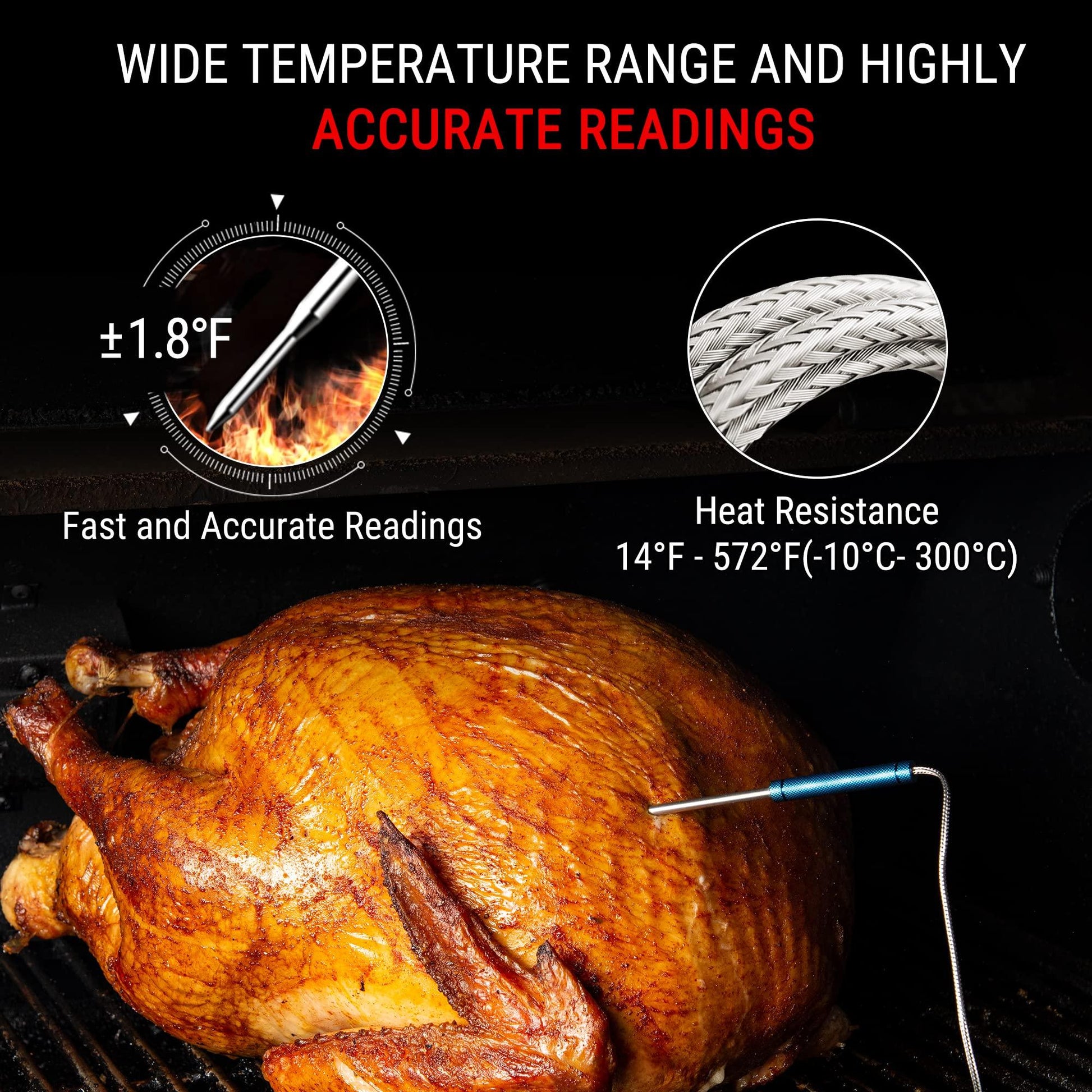 ThermoPro TP27 500FT Long Range Wireless Meat Thermometer for Grilling and Smoking with 4 Probes Smoker BBQ Grill Kitchen Food Cooking Digital Thermometer for Meat - CookCave
