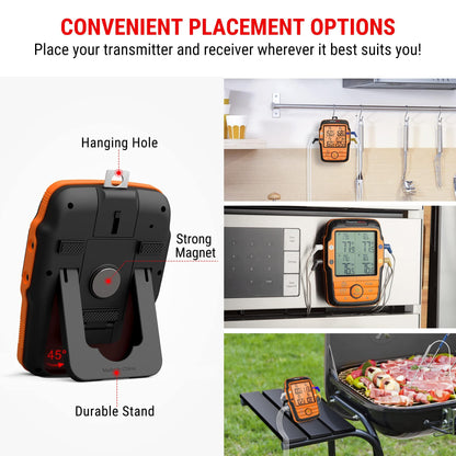ThermoPro TP27 500FT Long Range Wireless Meat Thermometer for Grilling and Smoking with 4 Probes Smoker BBQ Grill Kitchen Food Cooking Digital Thermometer for Meat - CookCave