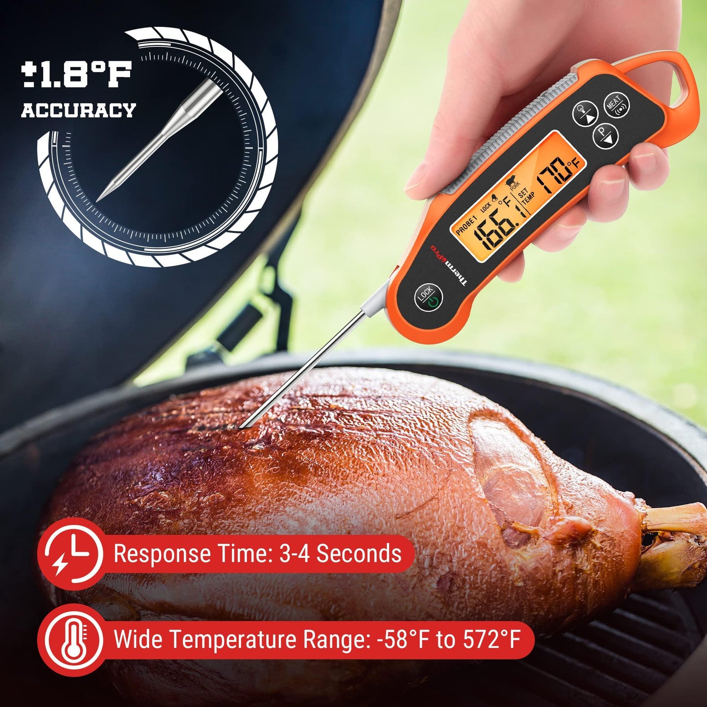 ThermoPro TP710 Instant Read Meat Thermometer Digital for Cooking, 2-in-1 Waterproof Kitchen Food Thermometer with Dual Probes and Dual Temperature Display for Oven, Grilling, Smoker & BBQ - CookCave