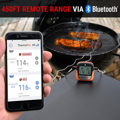 ThermoPro TP902 450FT Wireless Meat Thermometer Digital with Dual Probe, Bluetooth Meat Thermometer for Cooking, Wireless Thermometer for Grilling, Smoker Accessories BBQ Thermometer for Beef Turkey - CookCave