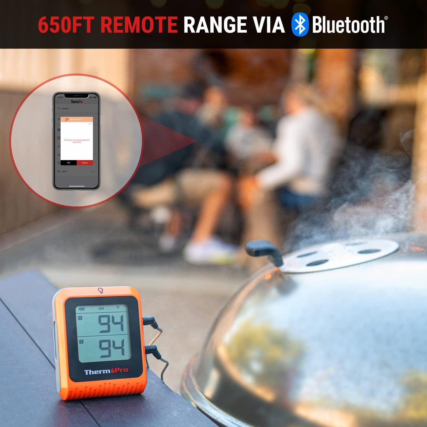 ThermoPro Wireless Meat Thermometer of 650FT for Smoker Oven, Bluetooth Grill Thermometer with Dual Probes, Smart Rechargeable BBQ thermometer for Cooking Turkey Fish Beef - CookCave