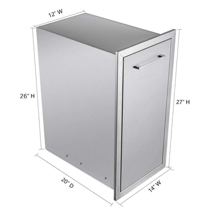 TIANAI 14" Single Pull-Out Trash Drawer Stainless Steel Outdoor Kitchen Trash Drawer Storage for One 10 Gallon Commercial Wastebasket - CookCave