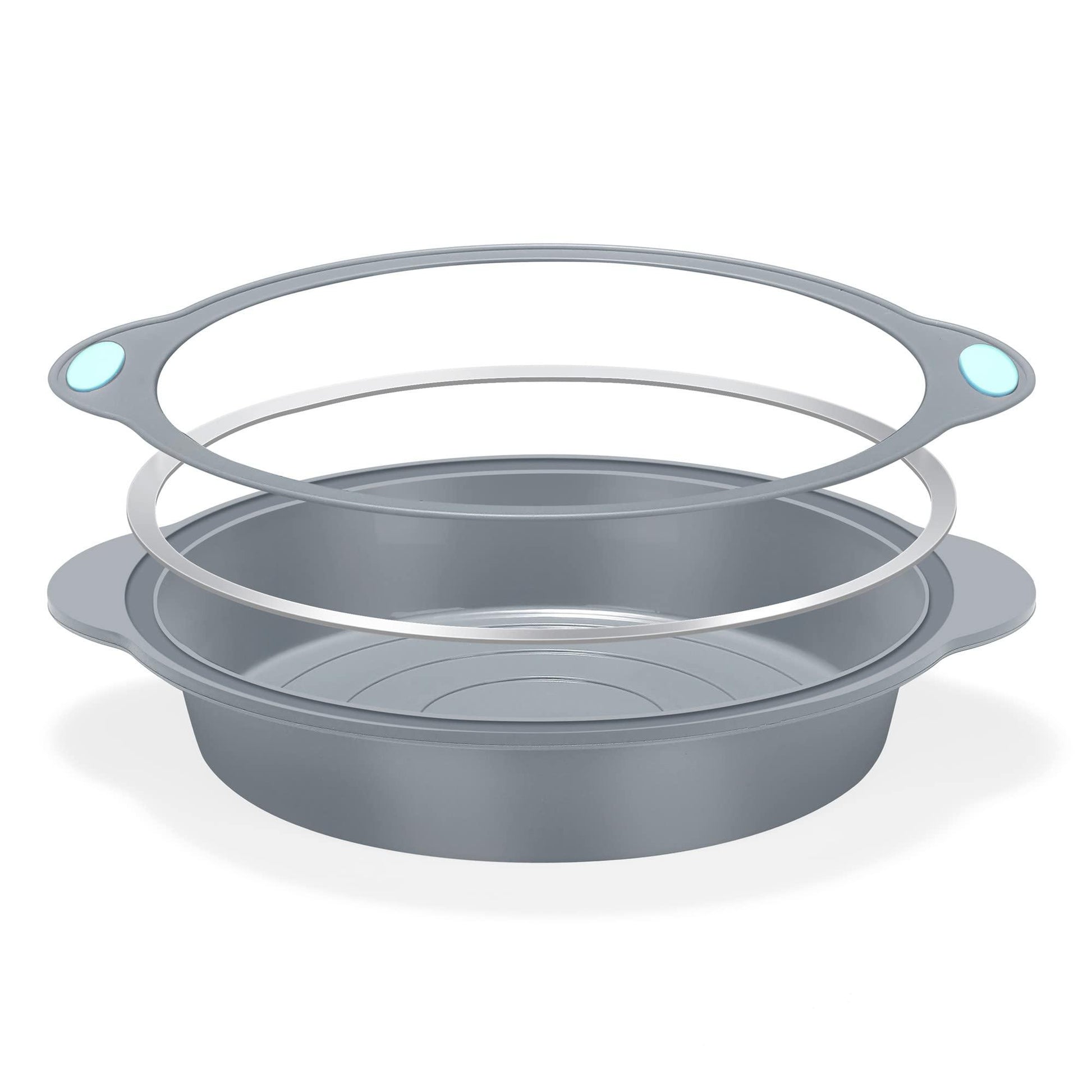 To encounter 8 in 1 Silicone Baking Set - 6 Silicone Molds - 2 Silicone Baking Mat, Nonstick Cookie Sheet, Cake Muffin Bread Pan with Metal Reinforced Frame More Strength, Light Grey - CookCave