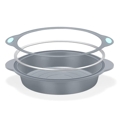 To encounter 8 in 1 Silicone Baking Set - 6 Silicone Molds - 2 Silicone Baking Mat, Nonstick Cookie Sheet, Cake Muffin Bread Pan with Metal Reinforced Frame More Strength, Light Grey - CookCave