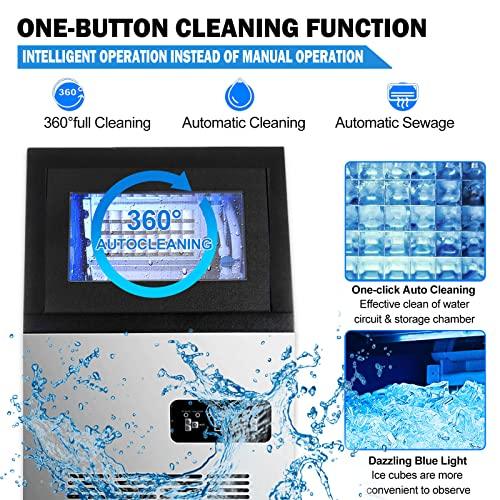 Topdeep Commercial Ice Maker, Under Counter ice Machine 90LBS/24H, Stainless Steel Freestanding Ice Maker Machine 33LBS Storage Capacity Automatic Operation- Ideal for Restaurants, Bars Ice Making - CookCave