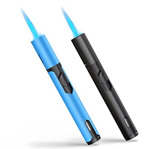 Torch Lighters 2 Pack Windproof Adjustable Jet Flame Butane Lighter, Refillable Gas Torch Lighter for Candles Grill BBQ Fireplaces Camping (Butane Not Included) - CookCave