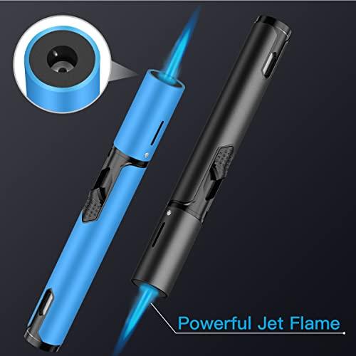 Torch Lighters 2 Pack Windproof Adjustable Jet Flame Butane Lighter, Refillable Gas Torch Lighter for Candles Grill BBQ Fireplaces Camping (Butane Not Included) - CookCave