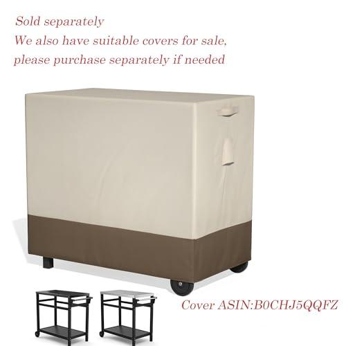 TORVA Outdoor Prep Cart Dining Table for Pizza Oven, Patio Grilling Backyard BBQ Grill Cart(White Color) - CookCave