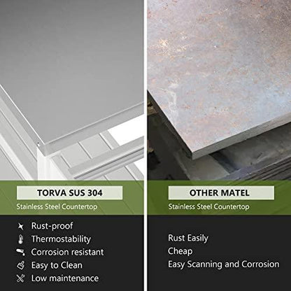 TORVA Outdoor Prep Cart Dining Table for Pizza Oven, Patio Grilling Backyard BBQ Grill Cart(White Color) - CookCave