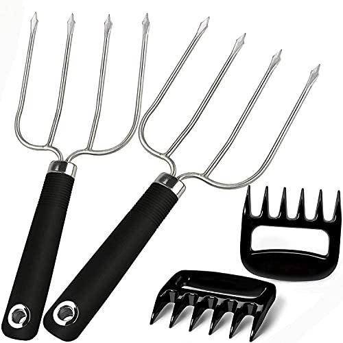 Turkey Lifting Forks, Meat Claws, Strong Endurance Stainless Steel Poultry Chicken Fork, Ultra-Sharp Roast Ham Forks. Easily Lift, Handle Meats - Essential for BBQ & Thanksgiving Pros, 4 Pcs - CookCave