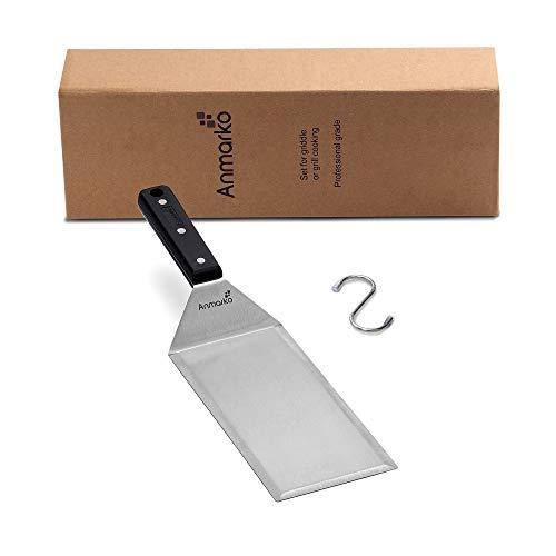 Turner 4x8 Stainless Steel Metal Griddle Spatula - Griddle Accessories 4 x 8 in Hamburger Turner Scraper - Pancake Flipper - Great for BBQ Grill and Flat Top Griddle - Commercial Grade - CookCave
