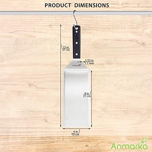 Turner 4x8 Stainless Steel Metal Griddle Spatula - Griddle Accessories 4 x 8 in Hamburger Turner Scraper - Pancake Flipper - Great for BBQ Grill and Flat Top Griddle - Commercial Grade - CookCave