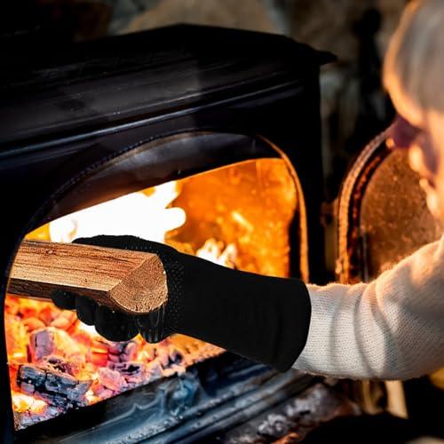 UBeesize BBQ Gloves, 1472°F Heat Resistant Grill Gloves, Fireproof Cut-Resistant Oven Gloves for Cooking, 14inch Non-Slip Silicone Fire Gloves for Grilling, Barbecue, Smoker, Baking, Frying - CookCave
