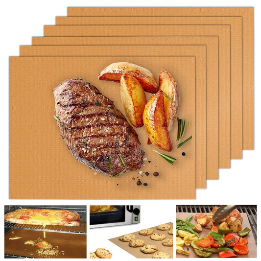 UBeesize Copper Grill Mats for Outdoor Grill, Set of 6 Heavy Duty Grill Mats, Non Stick BBQ Grill Mats & Baking Mats, Resuable and Easy to Clean, Works on Gas Charcoal and Electric BBQ-15.75 x 13 Inch - CookCave