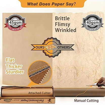 Unbleached 15 x 200 ft Parchment Baking Paper Roll - 250 Sq.Ft for Baking, Cooking, Grilling, Air Fryer and Steaming - CookCave