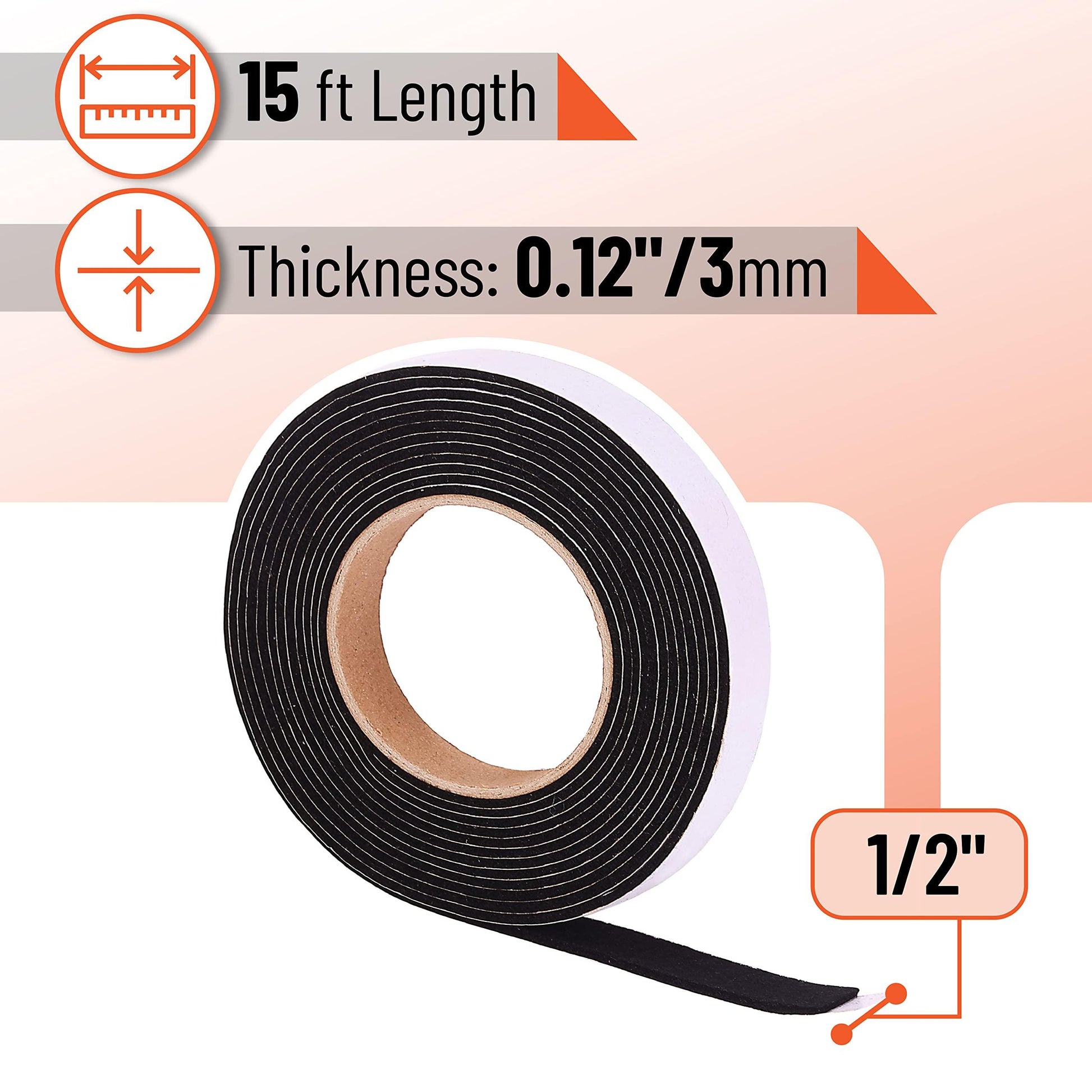 UNCO- Smoker Gasket, 15 Ft, 1/2"X1/8", Grill Gasket, Heat Gasket, Smoker Heat Tape, Smoker Gasket Sealer High Temp, Kettle Grill Gasket, BBQ Gasket, High Temperature Gasket Smoker, Smoker Door Gasket - CookCave