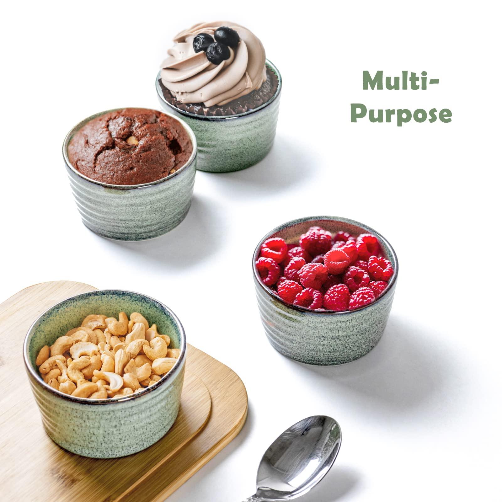 UNICASA Ramekin Set of 2, UNICASA 8 oz Creme Brulee Ramekins, Oven Safe Baking Set for Custard, Pudding, Souffle Cups, Reactive Green - CookCave