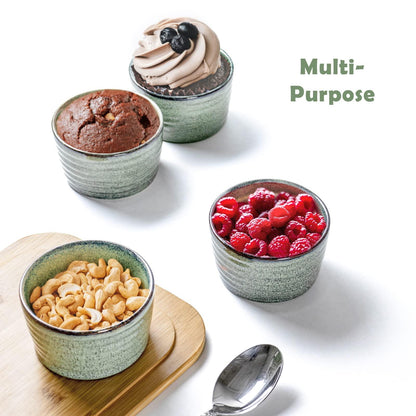 UNICASA Ramekin Set of 2, UNICASA 8 oz Creme Brulee Ramekins, Oven Safe Baking Set for Custard, Pudding, Souffle Cups, Reactive Green - CookCave