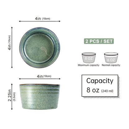 UNICASA Ramekin Set of 2, UNICASA 8 oz Creme Brulee Ramekins, Oven Safe Baking Set for Custard, Pudding, Souffle Cups, Reactive Green - CookCave