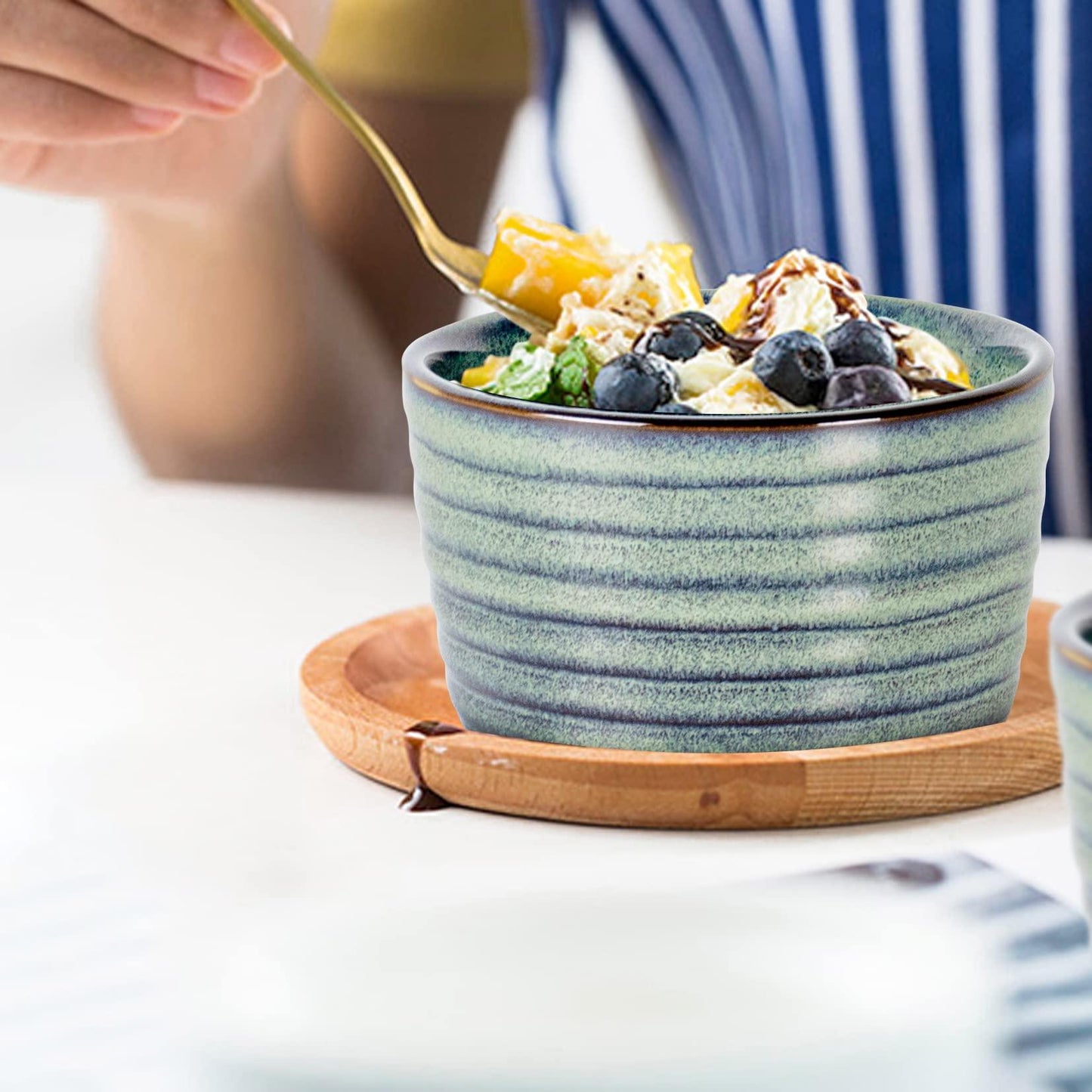 UNICASA Ramekin Set of 2, UNICASA 8 oz Creme Brulee Ramekins, Oven Safe Baking Set for Custard, Pudding, Souffle Cups, Reactive Green - CookCave