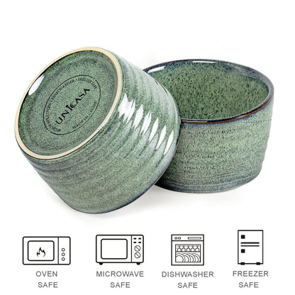 UNICASA Ramekin Set of 2, UNICASA 8 oz Creme Brulee Ramekins, Oven Safe Baking Set for Custard, Pudding, Souffle Cups, Reactive Green - CookCave