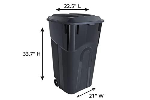 United Solutions 32 Gallon Wheeled Outdoor Garbage Can with Attached Snap Lock Lid and Heavy-Duty Handles, Black, Heavy-Duty Construction, Perfect Backyard, Deck, or Garage Trash Can, 2 Pack - CookCave