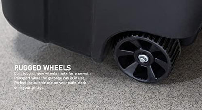 United Solutions 32 Gallon Wheeled Outdoor Garbage Can with Attached Snap Lock Lid and Heavy-Duty Handles, Black, Heavy-Duty Construction, Perfect Backyard, Deck, or Garage Trash Can, 2 Pack - CookCave