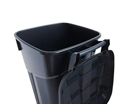 United Solutions 32 Gallon Wheeled Outdoor Garbage Can with Attached Snap Lock Lid and Heavy-Duty Handles, Black, Heavy-Duty Construction, Perfect Backyard, Deck, or Garage Trash Can, 2 Pack - CookCave