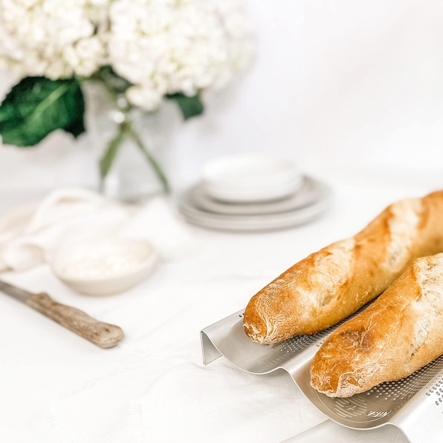 USA Pan Bakeware Aluminized Steel Perforated Italian Bread Pan, 16'' x 8'', 2-Loaf - CookCave