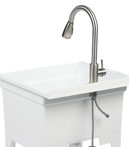 UTILITYSINKS USA-Made Plastic Freestanding 24 in x 24-Inch UtilityTub Heavy Duty Compact Utility Sink Ideal for Workshop, Laundry Room, Garage, Greenhouse, Pet Wash Station (White) - CookCave