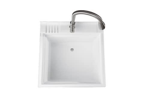 UTILITYSINKS USA-Made Plastic Freestanding 24 in x 24-Inch UtilityTub Heavy Duty Compact Utility Sink Ideal for Workshop, Laundry Room, Garage, Greenhouse, Pet Wash Station (White) - CookCave