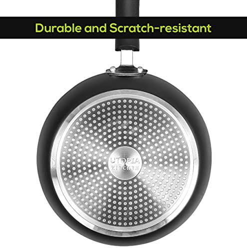 Utopia Kitchen Nonstick Frying Pan Set - 3 Piece Induction Bottom - 8 Inches, 9.5 Inches and 11 Inches (Grey-Black) - CookCave