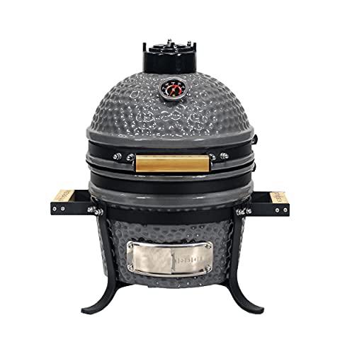 VESSILS 9.8-in W Kamado Charcoal BBQ Grill – Heavy Duty Ceramic Barbecue Smoker and Roaster with Built-in Thermometer and Stainless Steel Grate - CookCave