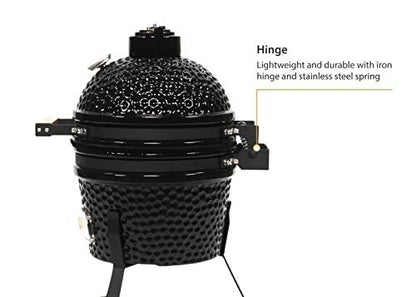 VESSILS 9.8-in W Kamado Charcoal BBQ Grill – Heavy Duty Ceramic Barbecue Smoker and Roaster with Built-in Thermometer and Stainless Steel Grate - CookCave