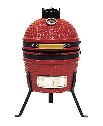 VESSILS 9.8-in W Kamado Charcoal Grill Stand Style – Heavy Duty Ceramic Barbecue Grill with Simple Tall Stand (Red) - CookCave