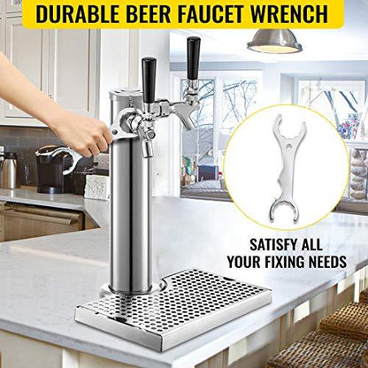VEVOR Kegerator Tower Kit, Double Tap Beer Conversion Kit, No Tank Keg Conversion Kit, Stainless Steel Keg Tower, Deluxe Kegarator Beer Conversion With Dual Gauge Regulator & D-System Keg Coupler - CookCave