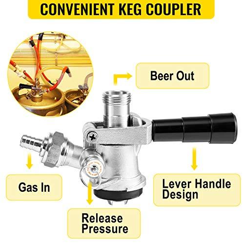 VEVOR Kegerator Tower Kit, Double Tap Beer Conversion Kit, No Tank Keg Conversion Kit, Stainless Steel Keg Tower, Deluxe Kegarator Beer Conversion With Dual Gauge Regulator & D-System Keg Coupler - CookCave