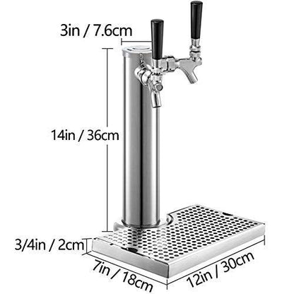 VEVOR Kegerator Tower Kit, Double Tap Beer Conversion Kit, No Tank Keg Conversion Kit, Stainless Steel Keg Tower, Deluxe Kegarator Beer Conversion With Dual Gauge Regulator & D-System Keg Coupler - CookCave