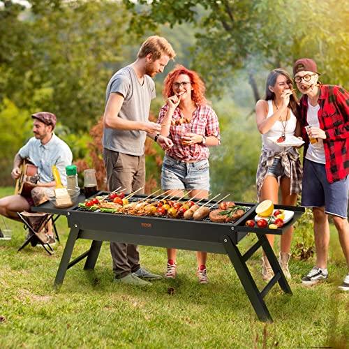 VEVOR Portable Charcoal Grill 23 inch, Small Barbecue Grill Folding BBQ Grills, Outdoor Grill Foldable, Stainless Steel Charcoal Grills, Mini Grill for Travel, Outdoor Barbecue Camping, Picnic - CookCave