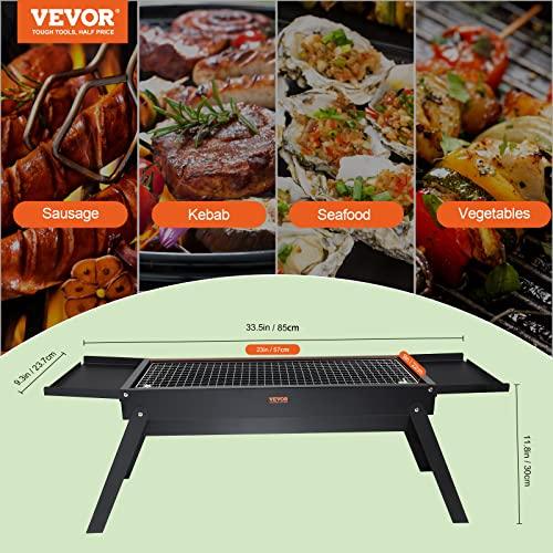 VEVOR Portable Charcoal Grill 23 inch, Small Barbecue Grill Folding BBQ Grills, Outdoor Grill Foldable, Stainless Steel Charcoal Grills, Mini Grill for Travel, Outdoor Barbecue Camping, Picnic - CookCave