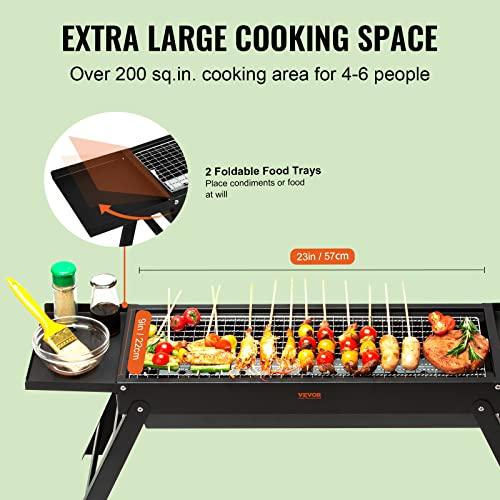 VEVOR Portable Charcoal Grill 23 inch, Small Barbecue Grill Folding BBQ Grills, Outdoor Grill Foldable, Stainless Steel Charcoal Grills, Mini Grill for Travel, Outdoor Barbecue Camping, Picnic - CookCave